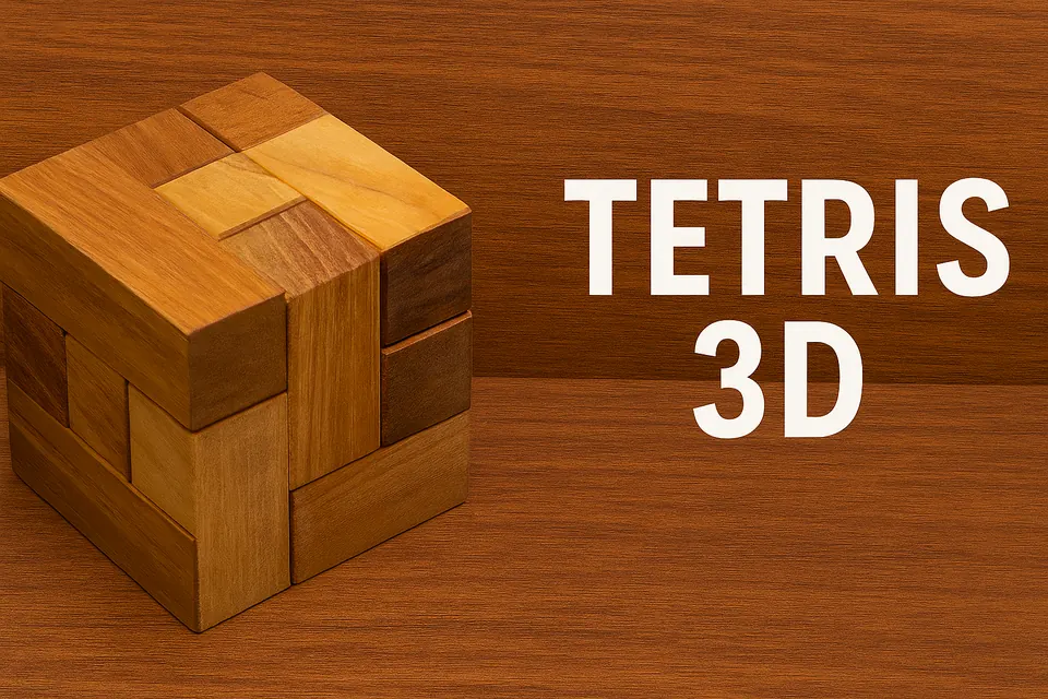 Cubo de madeira montado com peças geométricas tridimensionais